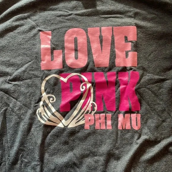 Phi Mu Love Pink Gildan t shirt size M - Picture 2 of 3